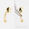 YIN YANG CZ 316L SURGICAL STEEL CURVED BARBELL/EYEBROW